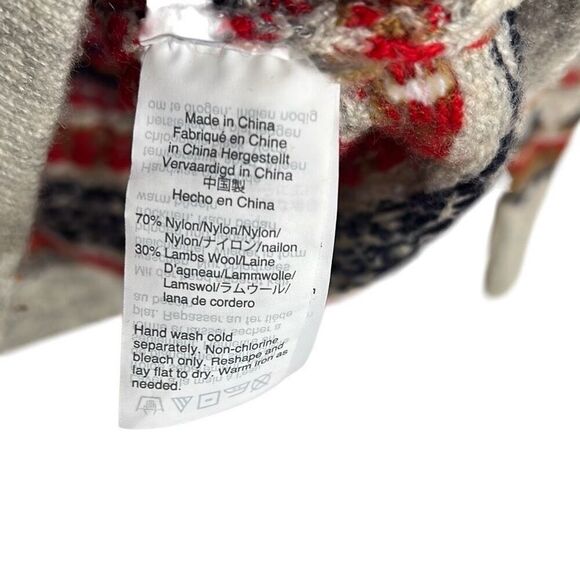 J. Crew Striped Aztec Lambs Wool Blend Pullover Sweater Red Gray Size Medium - Picture 5 of 6